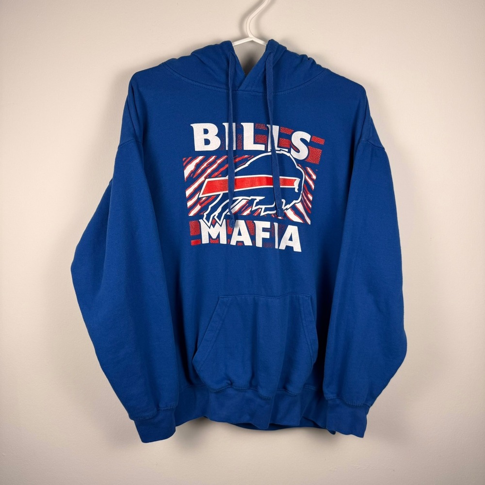 Zubaz Buffalo Bills Mafia Hoodie Mens L Blue NFL Team Apparel Graphic Pullover